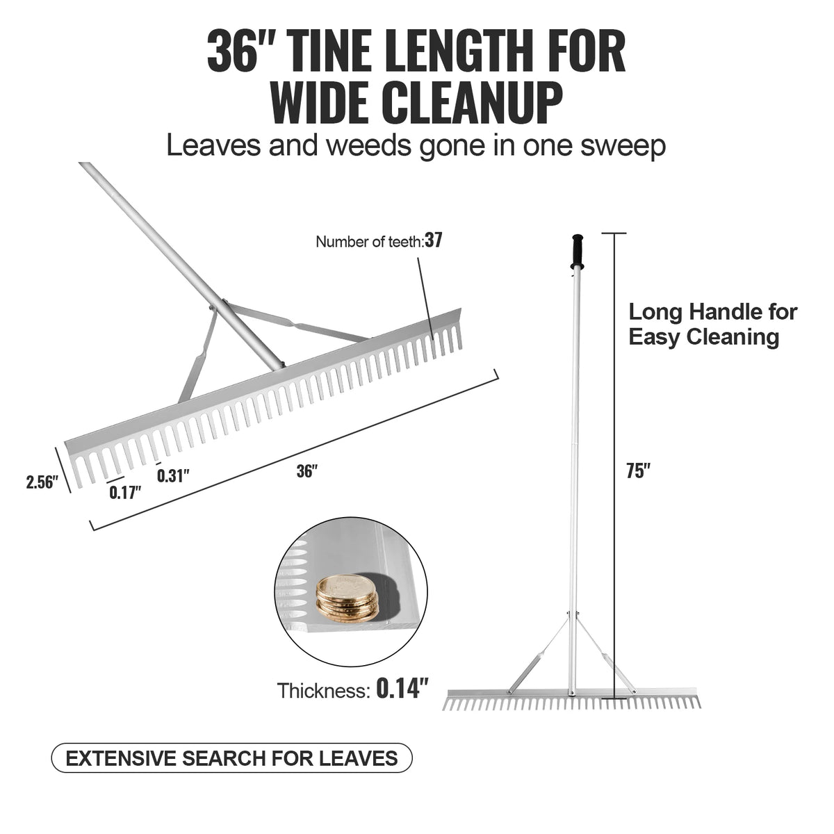 SucceBuy Aluminum Landscape Rake for Lawn Garden and Lake Weeding