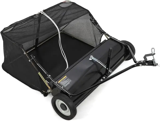HiMISS Tow Behind Lawn Sweeper for Leaf and Grass Collection