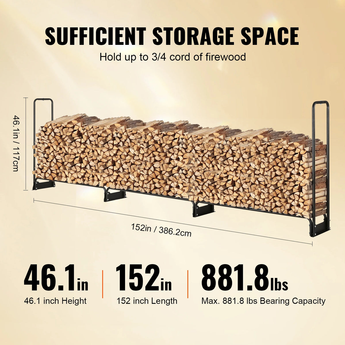 SucceBuy Outdoor Firewood Rack With Heavy 600D Oxford Waterproof Cover