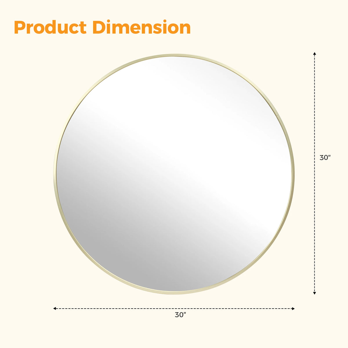 MCQ Shatterproof Round Bathroom Wall Mirror for Vanity or Entryway