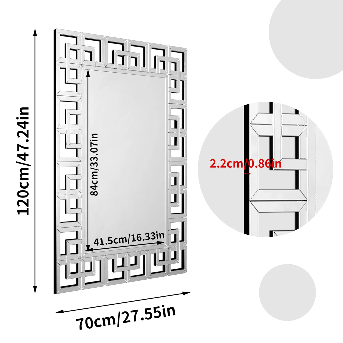 Venetian Art Mirror With Beveled Glass Edge For Home Decor