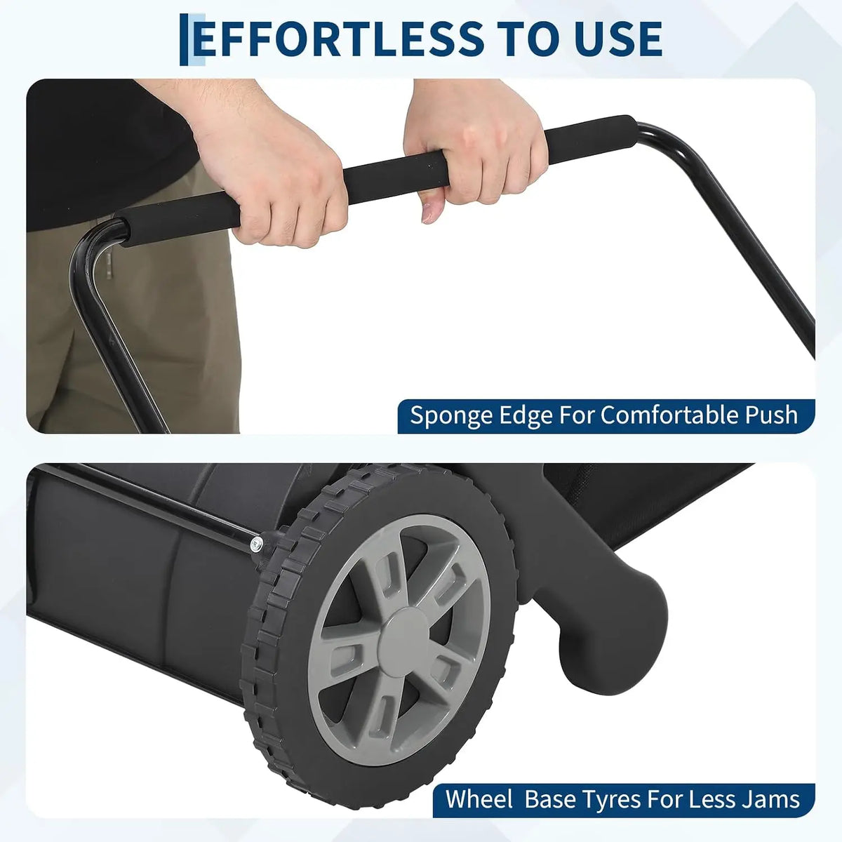 HiMISS Push Lawn Sweeper With Dual Brushes And Mesh Collector