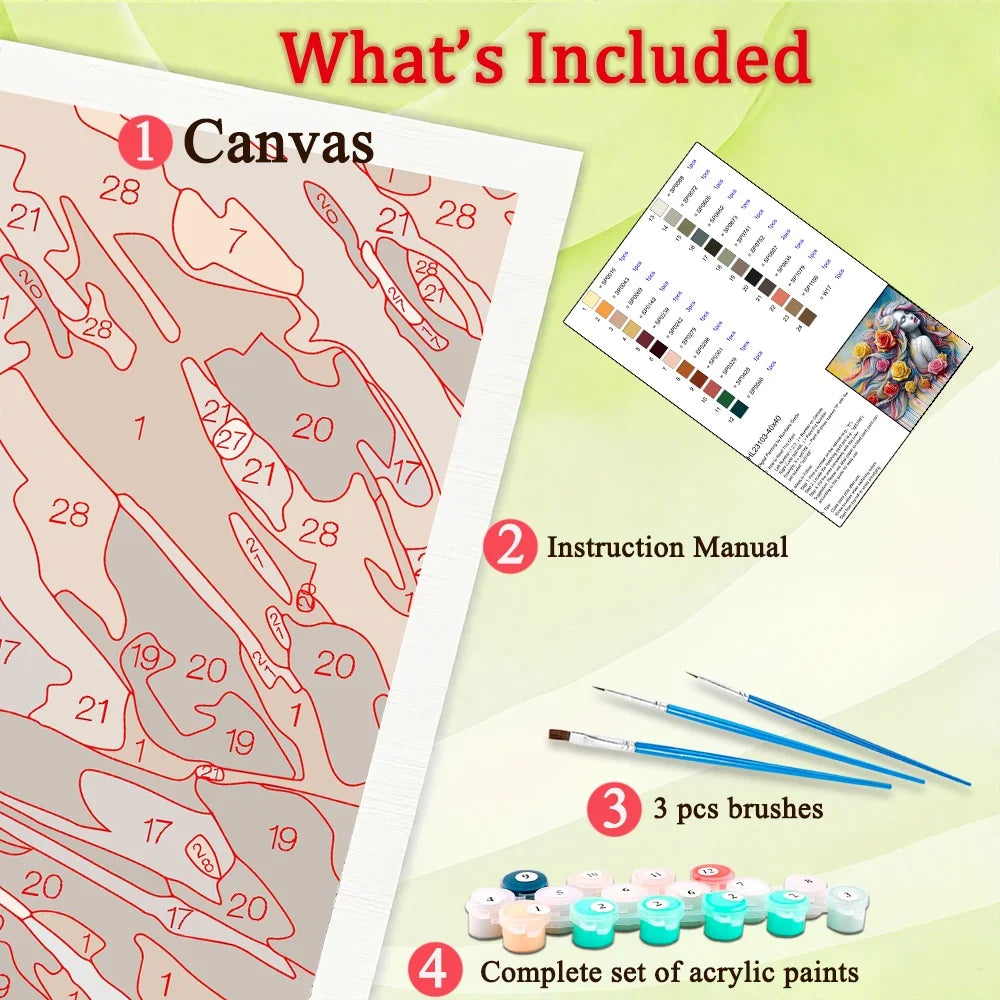 Flower Woman Paint By Numbers Canvas Art Kit For Adults