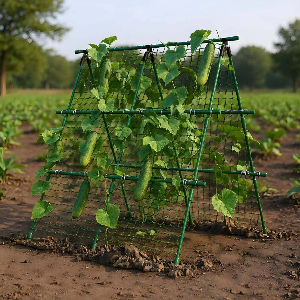 HiMISS Raised Bed Frame Garden Trellis With Netting For Climbing Vegetables Tomatoes Cucumbers