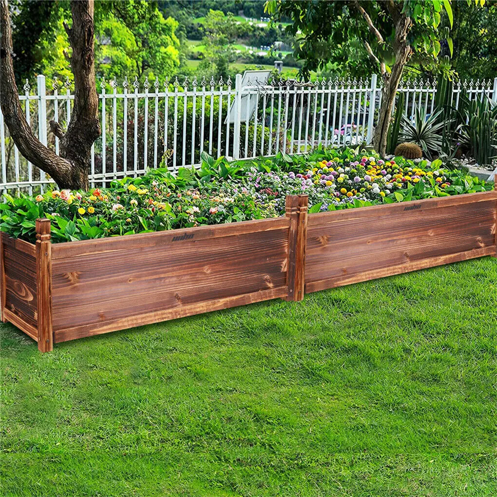 Wood Planter Box Outdoor Raised Garden Planter Bed For Flowers And Vegetables Weatherproof