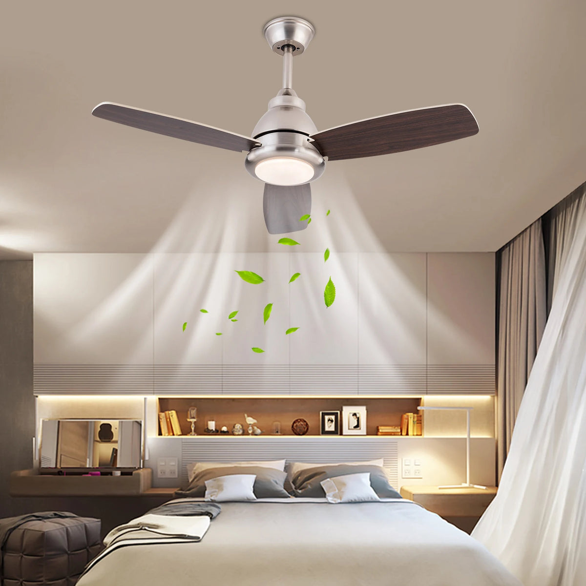 Modern LED Ceiling Fan Light With Remote Control Quiet Fan