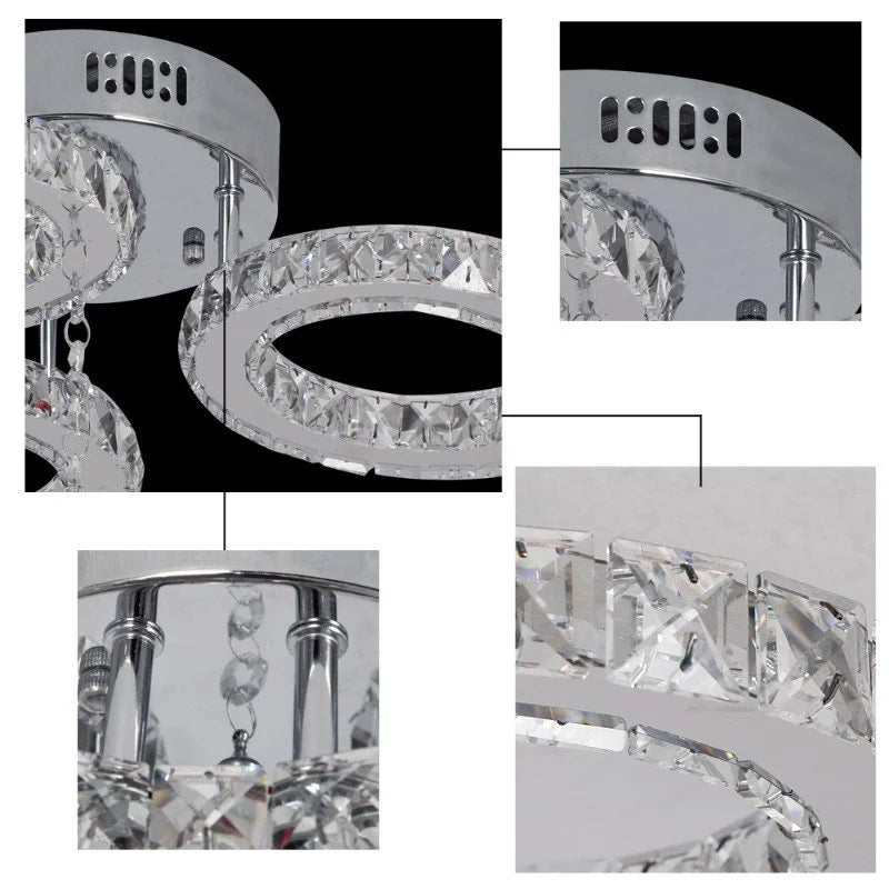GreeLustr Modern LED Pendant Light Crystal Ring Ceiling Chandelier