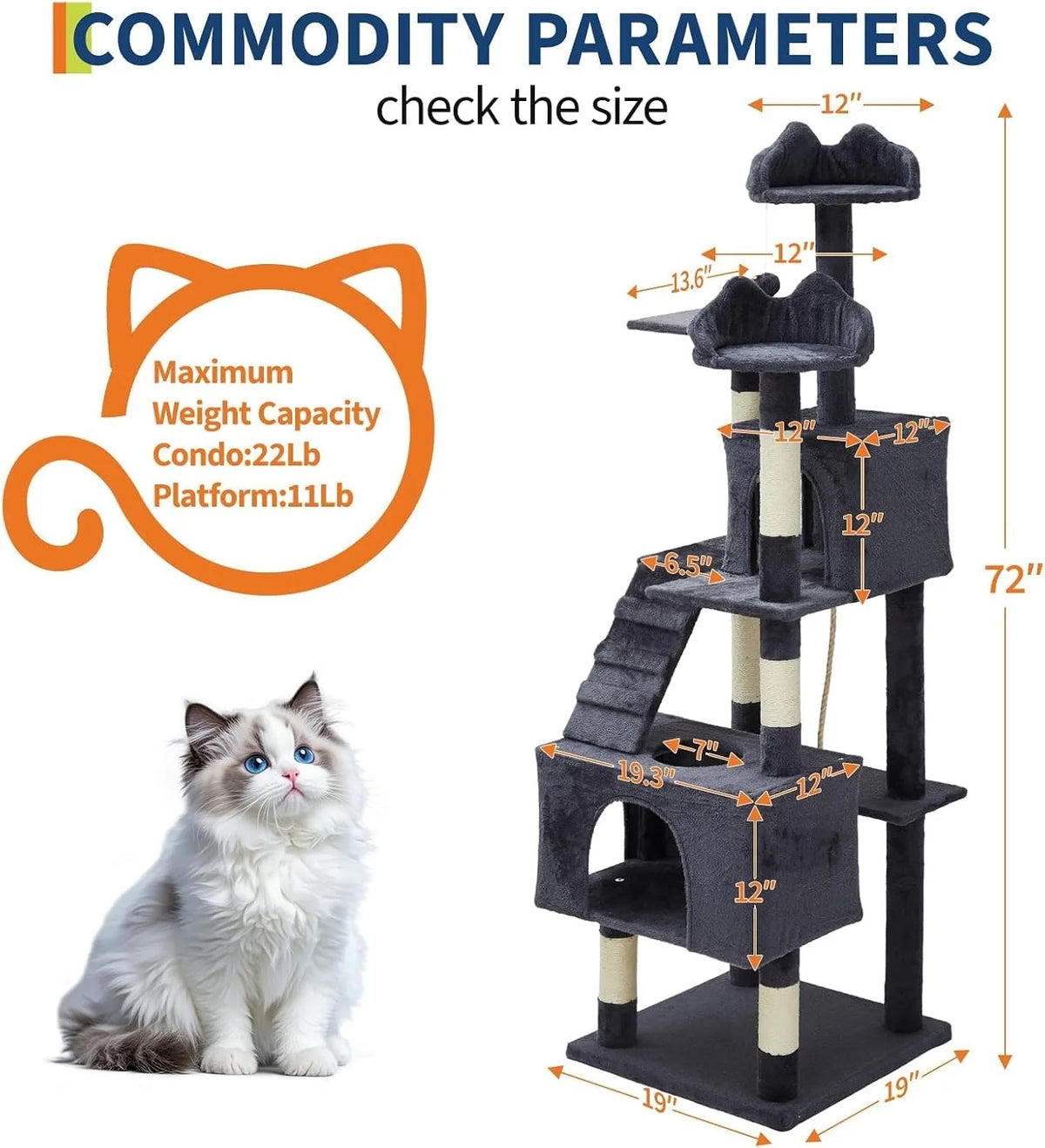 HOSSLLY Multi Level Cat Tree Tower Condo Perches And Hammock