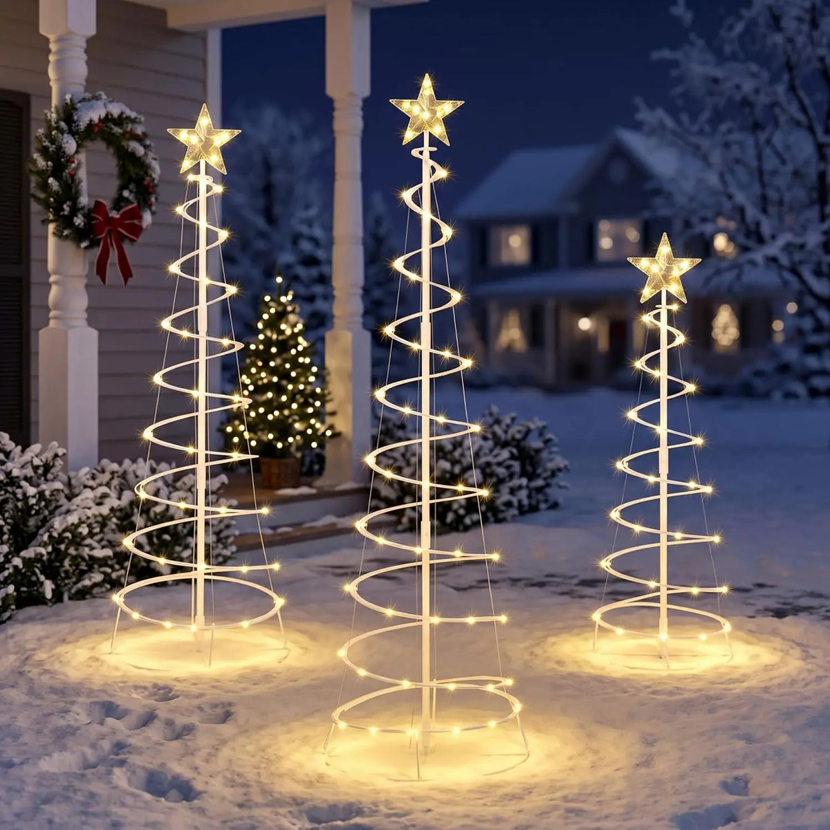 Joyfy Spiral Christmas Tree Lights With Star Topper And Stakes