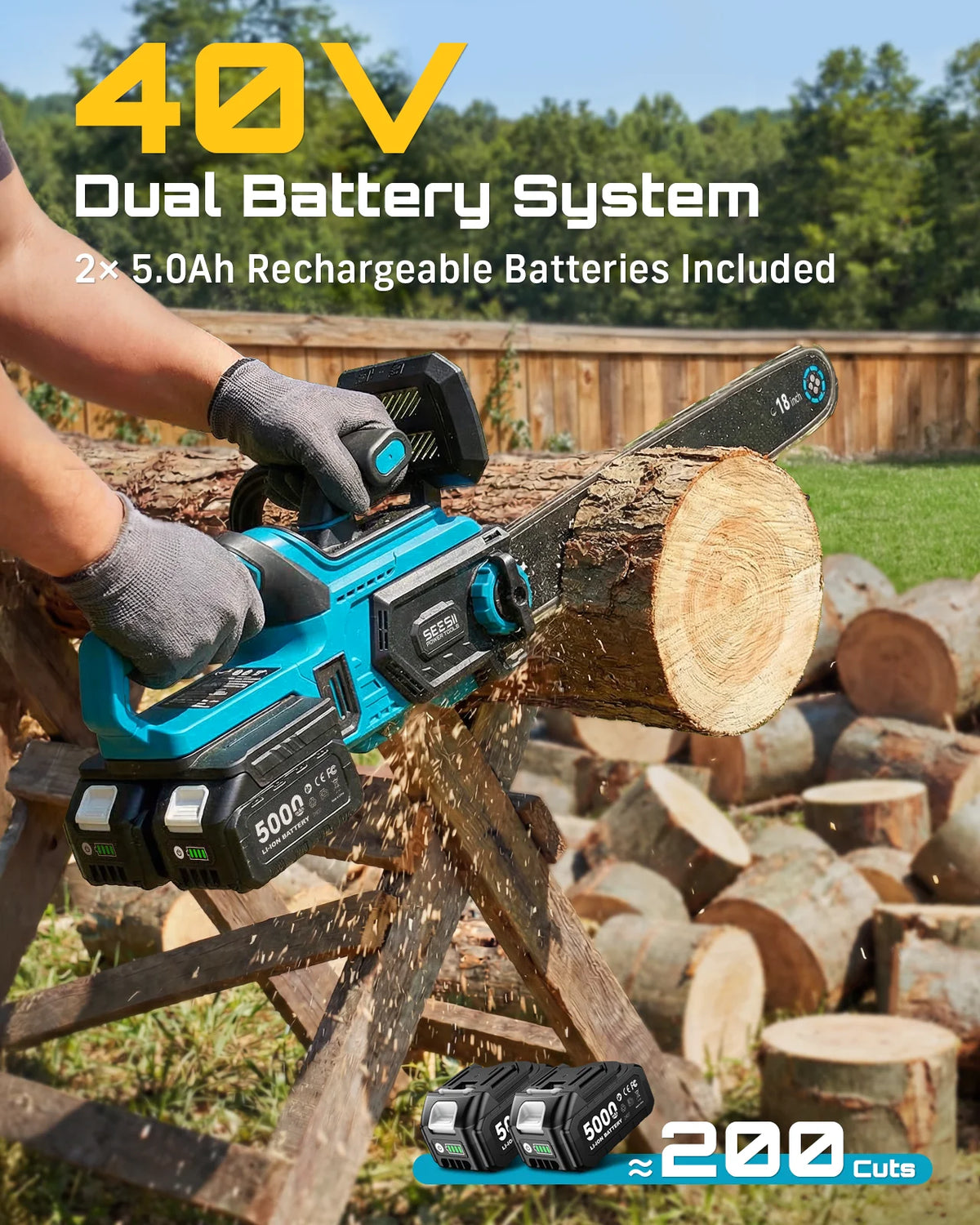 SEESII Brushless Cordless Chainsaw With Automatic Oiler For Makita Batteries