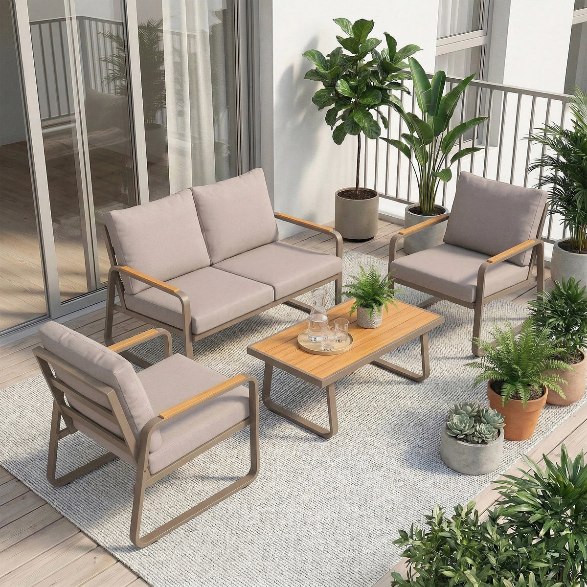 Outsunny Outdoor Patio Sofa Furniture Set for Garden Relaxation