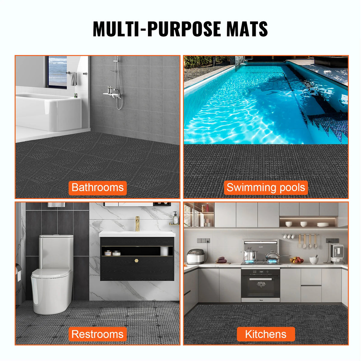 SucceBuy Interlocking Nonslip Drainage Floor Tiles for Bathrooms