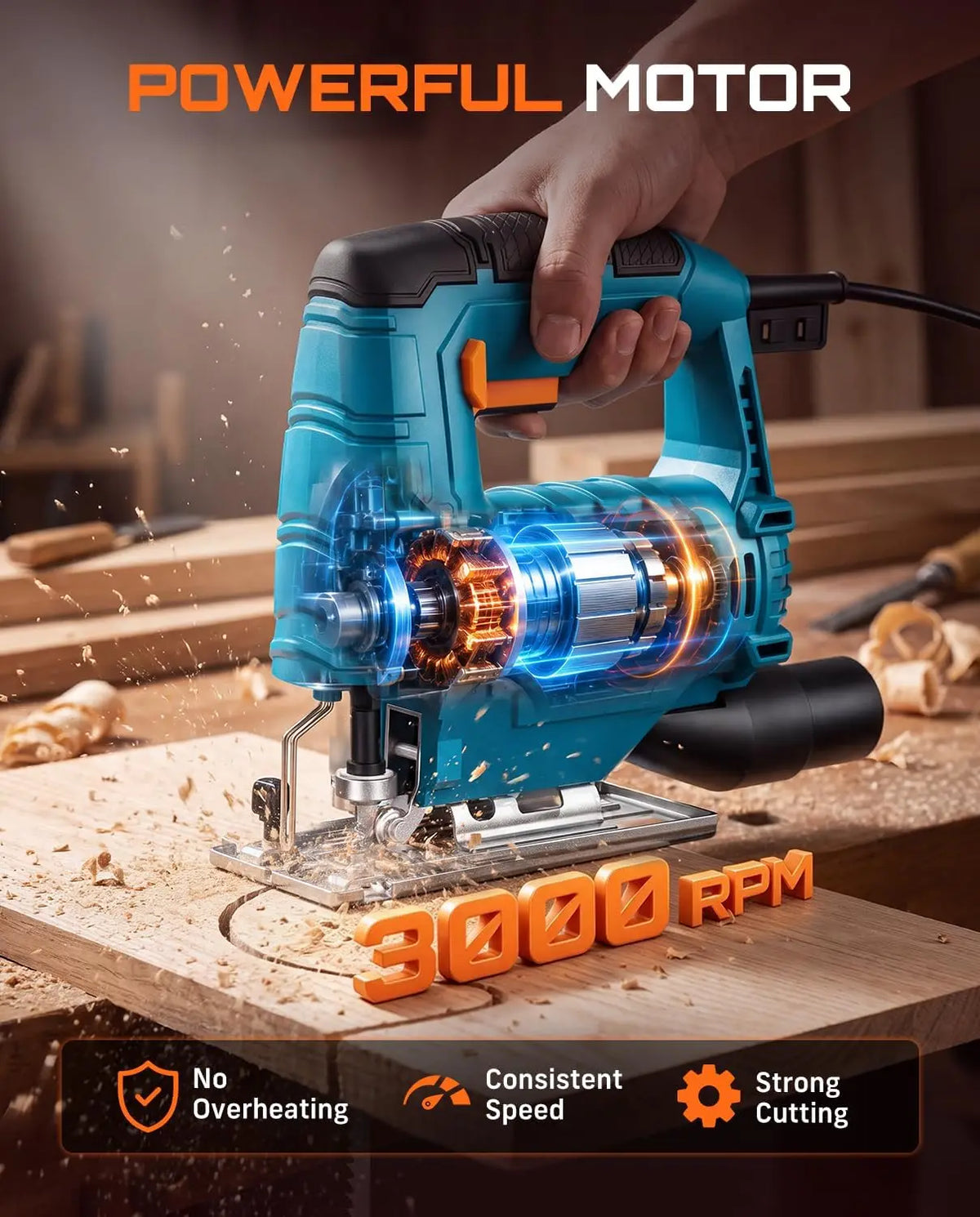 Seesii Corded Electric Jig Saw for Woodworking and DIY Projects