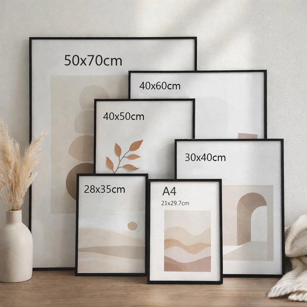 Modern Aluminum Picture Frame Set With Mats For Wall Art Display