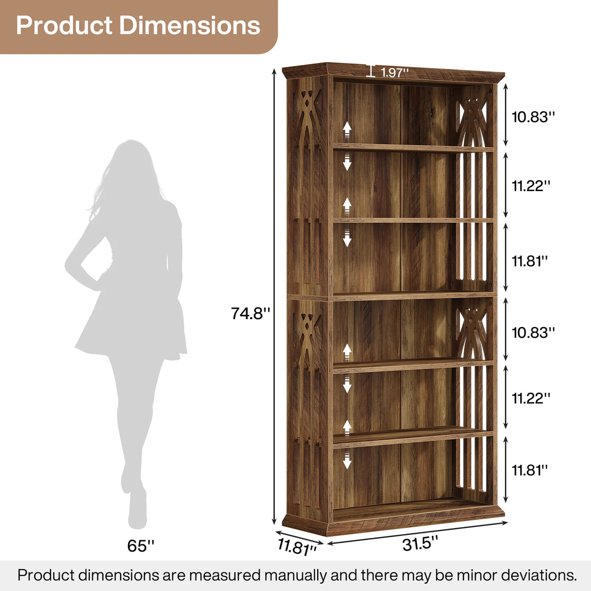 Tribesigns Six Tier Freestanding Bookshelf With Spacious Display Shelves