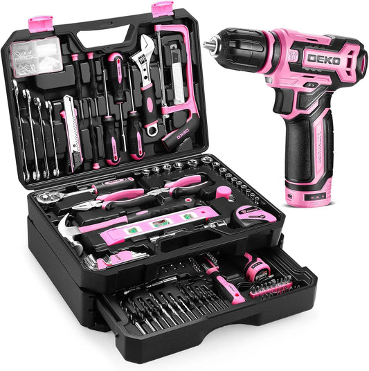 DEKO 12V Cordless Drill and Tool Set in Portable Toolbox