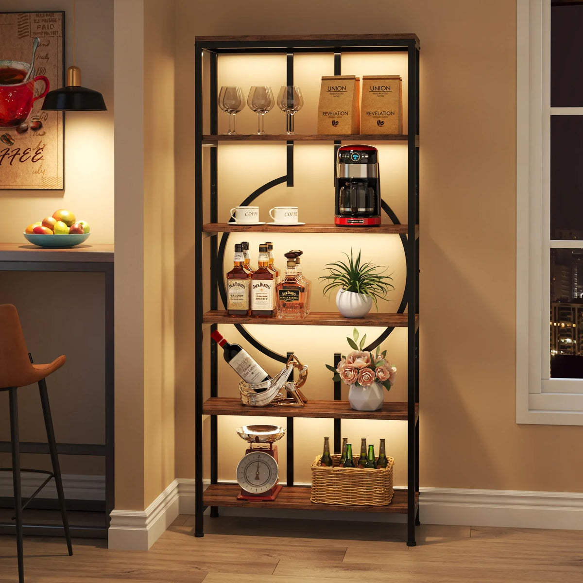 Tribesigns Industrial Bookshelf With Open Display Storage Shelves