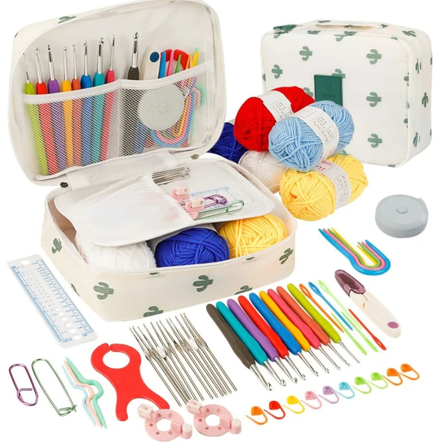 Beginner Crochet Kit With Yarn Hooks And Essential Knitting Tools