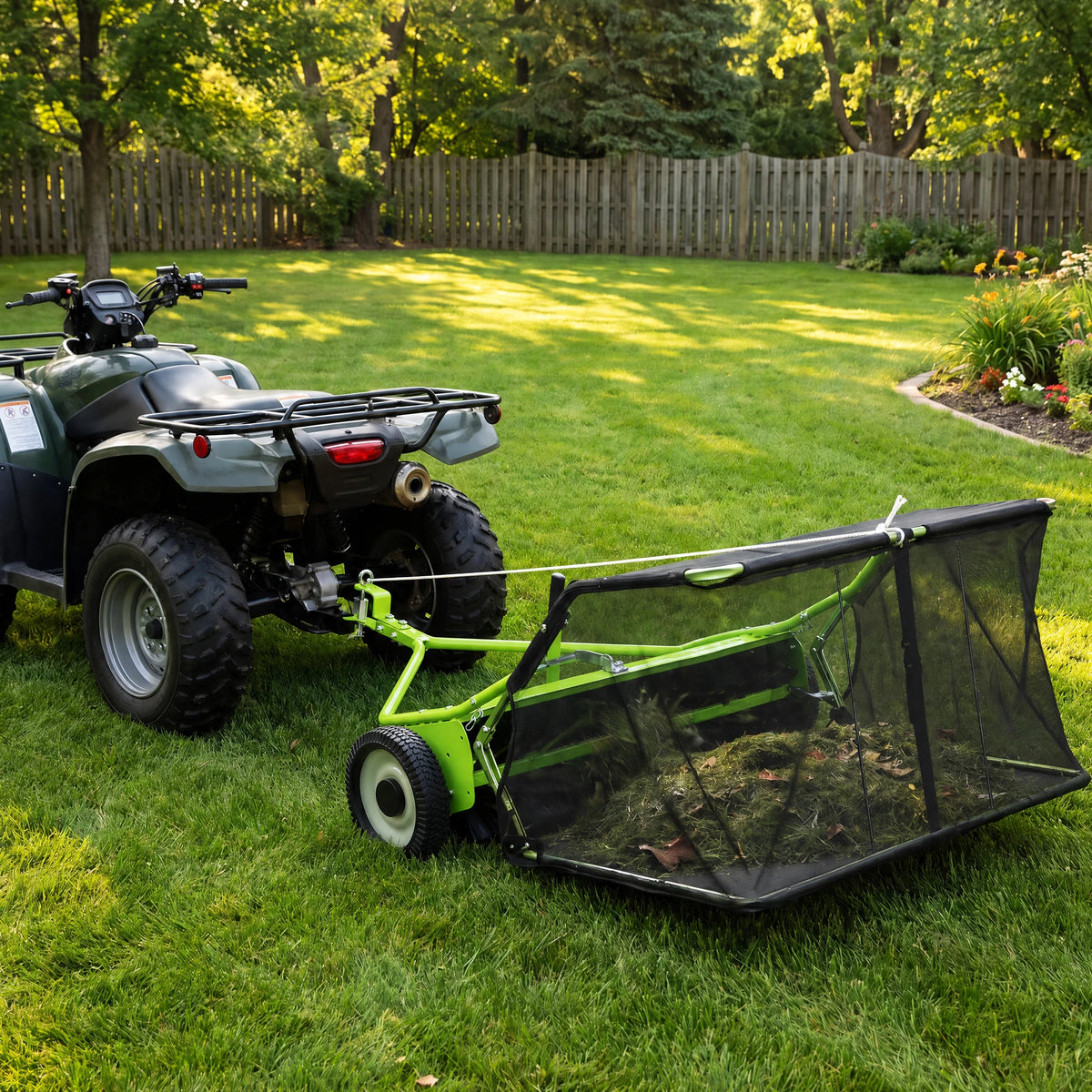 Heavy Duty Tow Behind Lawn Sweeper For Leaves And Grass
