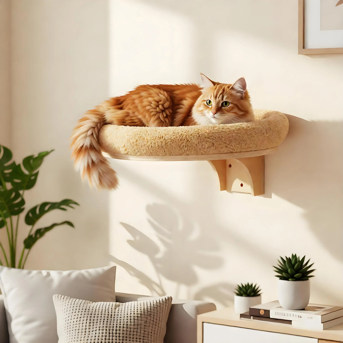 CWV Wooden Cat Wall Climbing Ladder Hammock And Scratching Post
