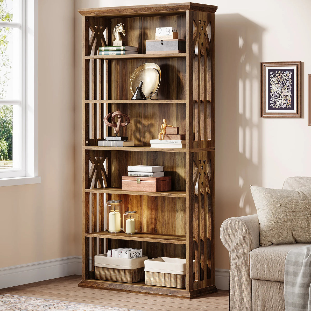 Tribesigns Six Tier Freestanding Bookshelf With Spacious Display Shelves