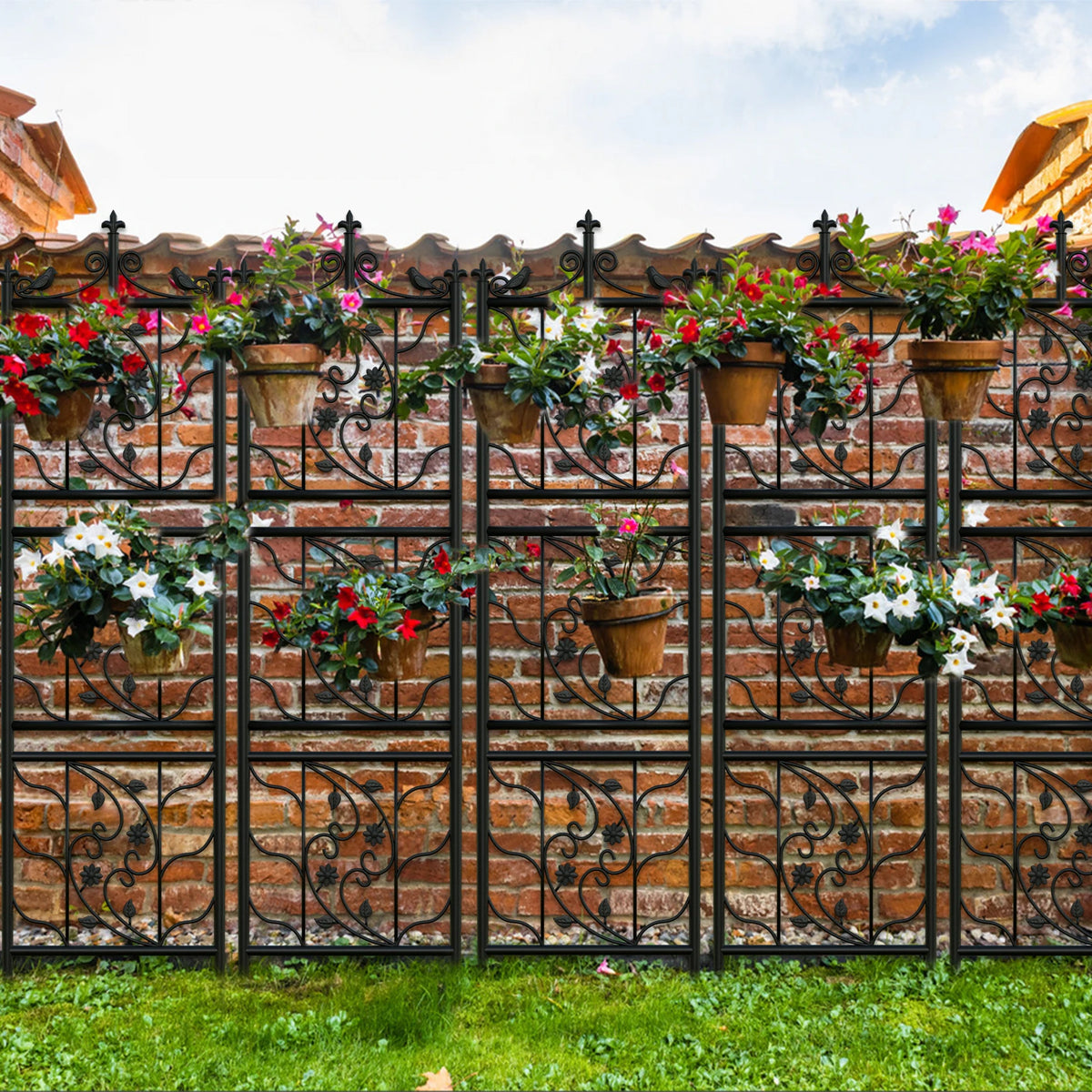 Powder Coated Iron Garden Trellis Tall Plant Support Fence For Vegetables Grapes And Flowers