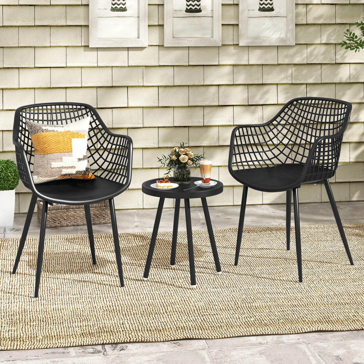 HOMASIS All Weather Patio Bistro Table And Chairs Set