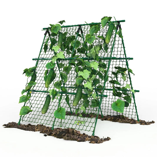 HiMISS Raised Bed Frame Garden Trellis With Netting For Climbing Vegetables Tomatoes Cucumbers