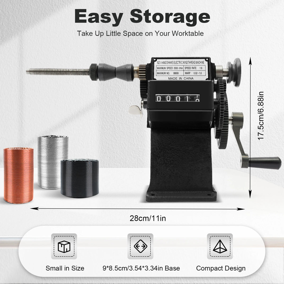 Manual Dual Purpose Coil Winding Machine With Counter