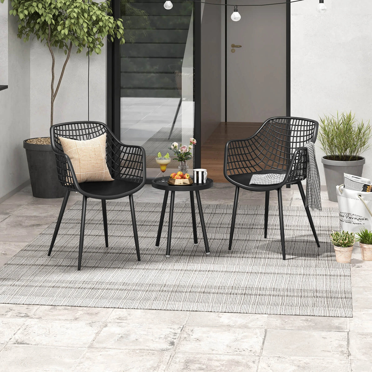 HOMASIS All Weather Patio Bistro Table And Chairs Set