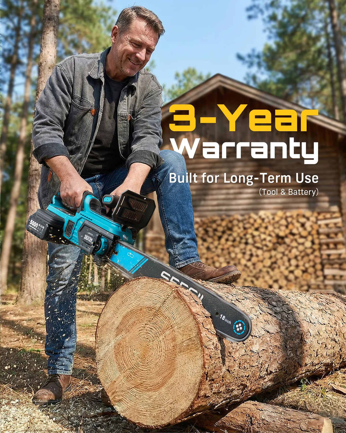SEESII Brushless Cordless Chainsaw With Automatic Oiler For Makita Batteries