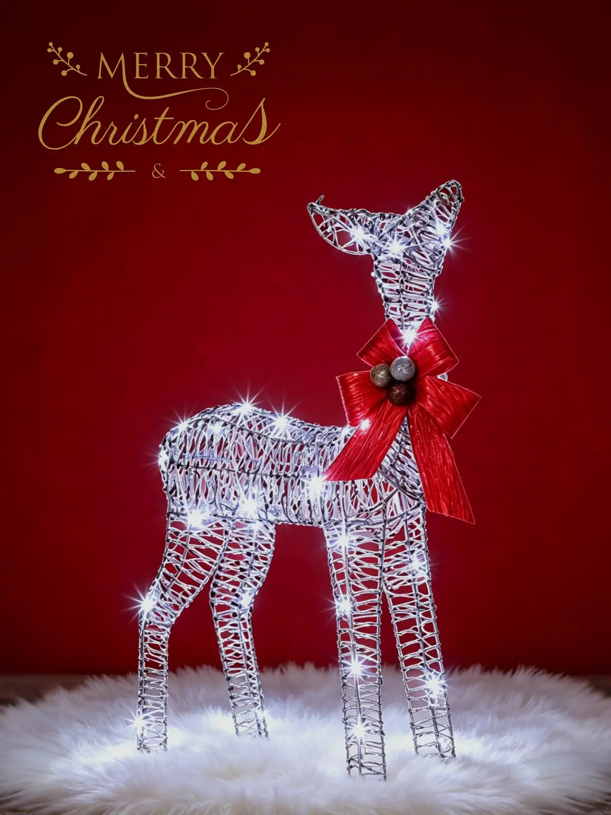 Lighted Christmas Deer Family Set With Energy Efficient LED Lights