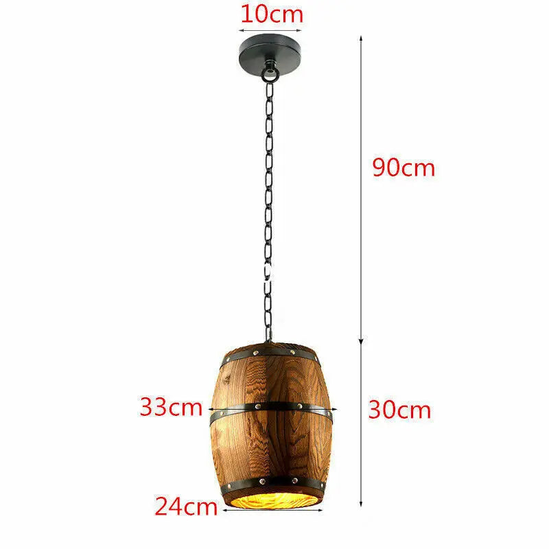 Vintage Wine Barrel Pendant Light Rustic Ceiling Lamp For Cafe Bars