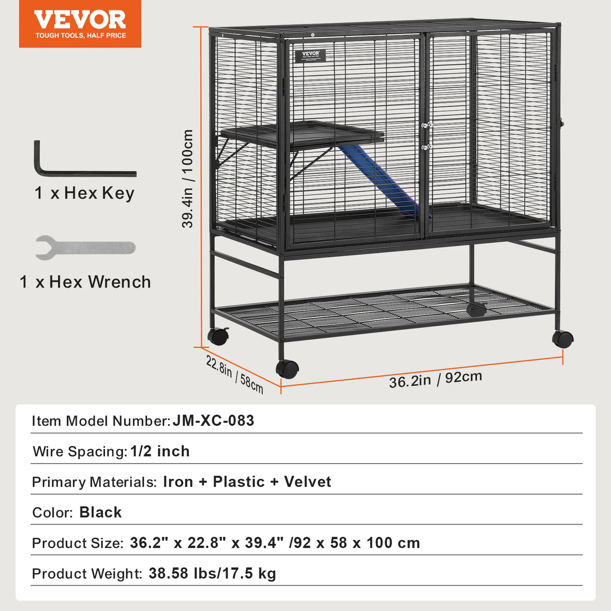 SucceBuy Four Tier Rolling Metal Cage for Small Animals