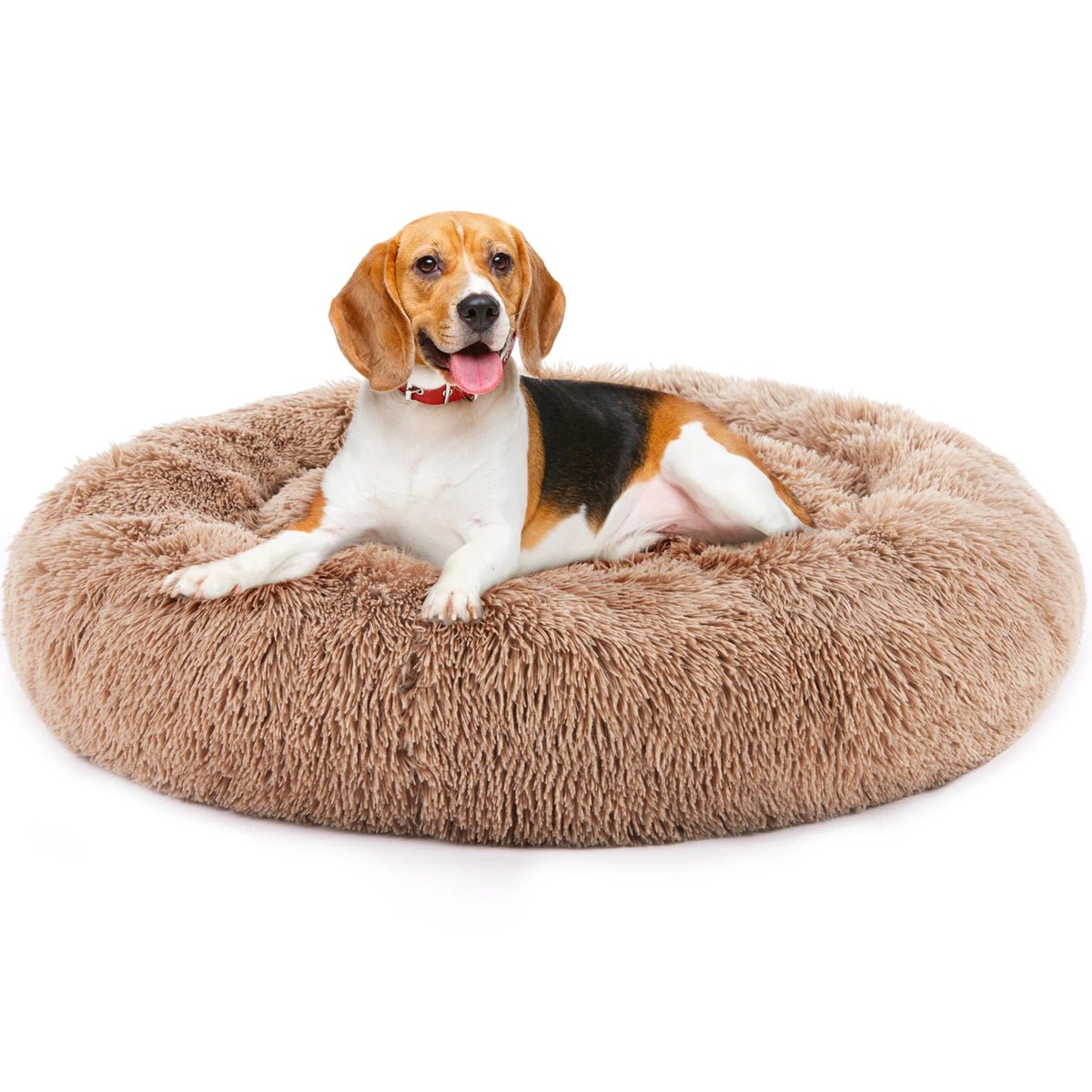 JHK Calming Washable Non Slip Plush Faux Fur Dog Bed