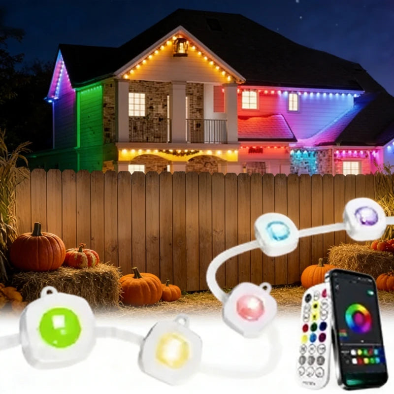 GCTECHING Waterproof Permanent Outdoor LED String Lights for Festive Decor