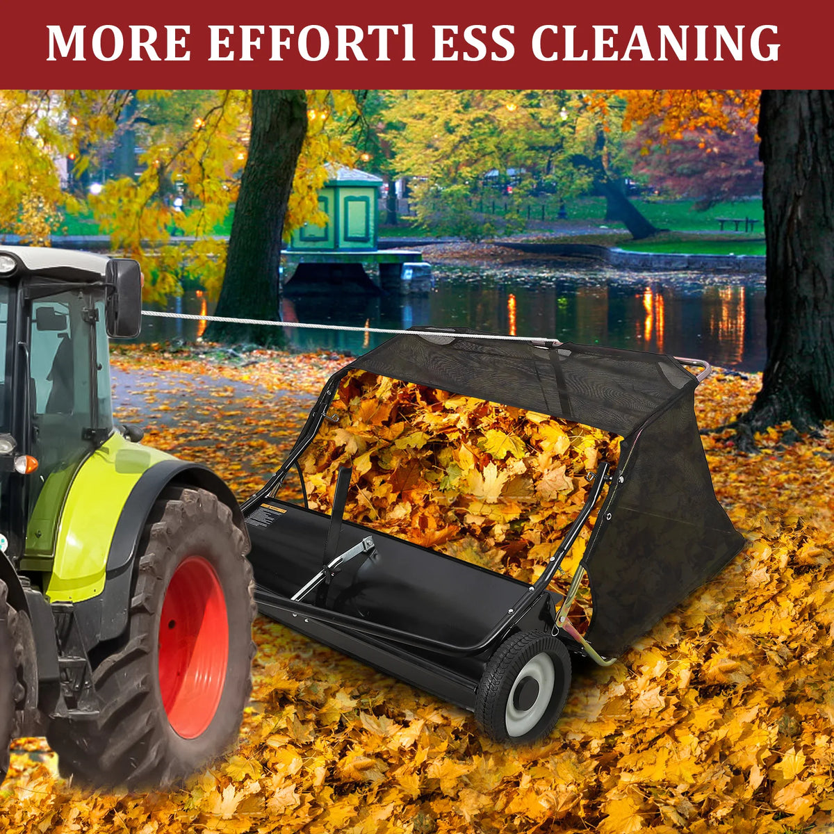 HiMISS Tow Behind Lawn Sweeper With Large Capacity Debris Collector