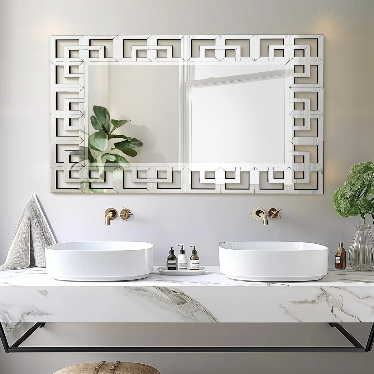 Venetian Art Mirror With Beveled Glass Edge For Home Decor