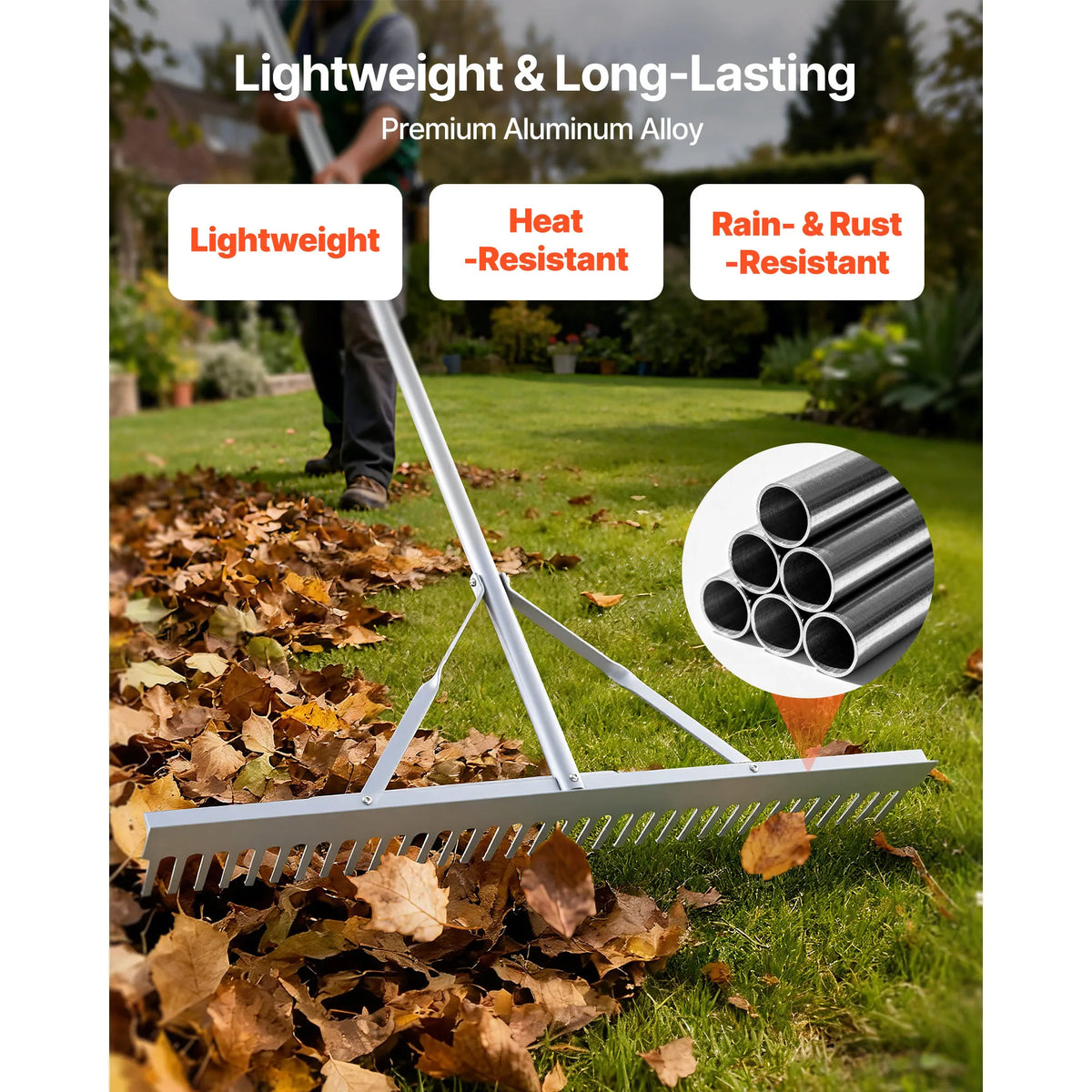 SucceBuy Landscape Rake for Garden Gravel and Lawn Care