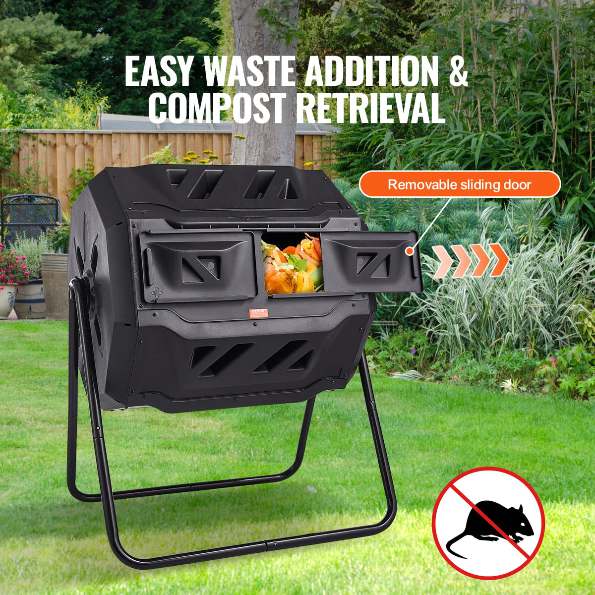 SucceBuy Dual Chamber Tumbling Composter for Garden and Kitchen