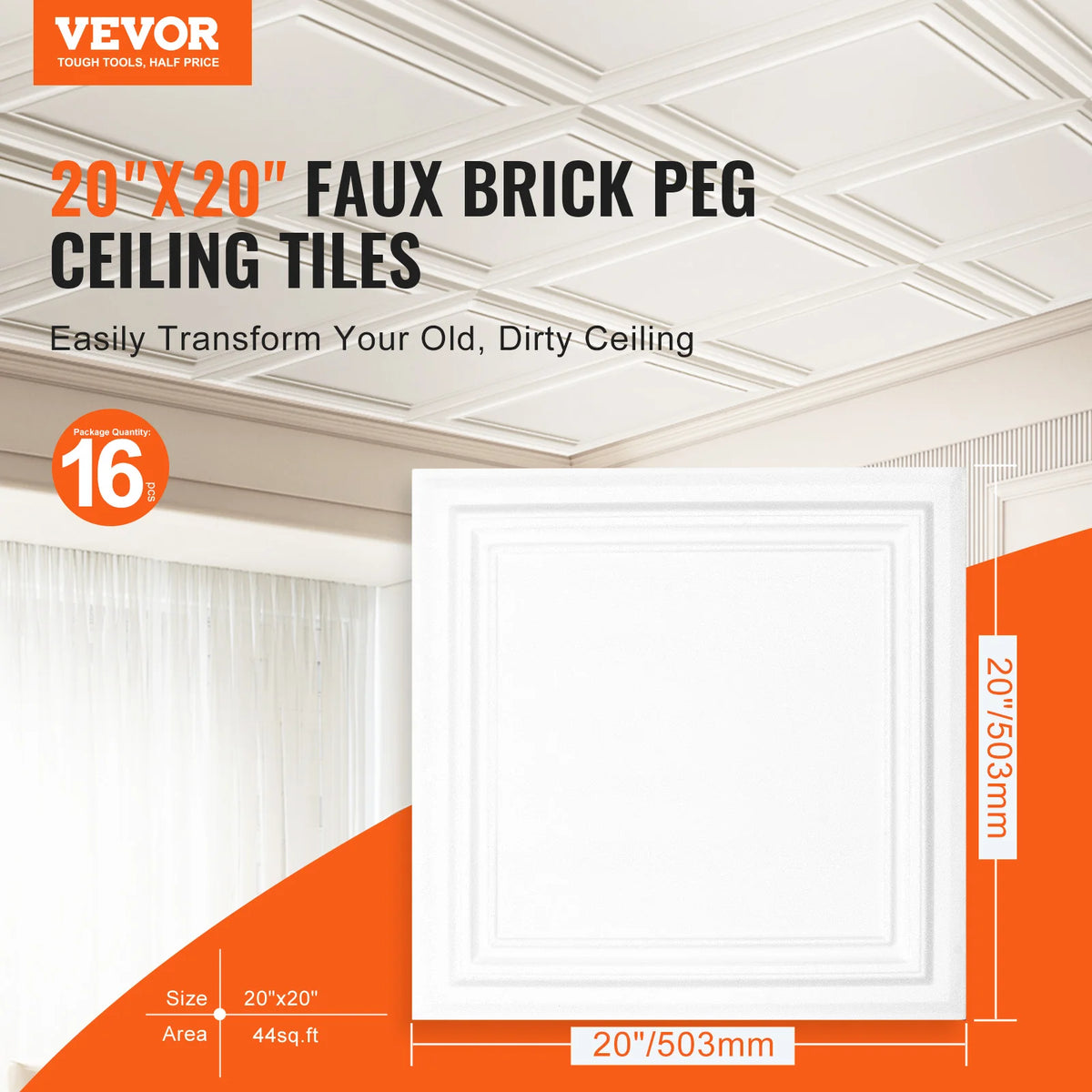 SucceBuy Premium Polystyrene Drop Ceiling Tiles for Home and Office Decorating