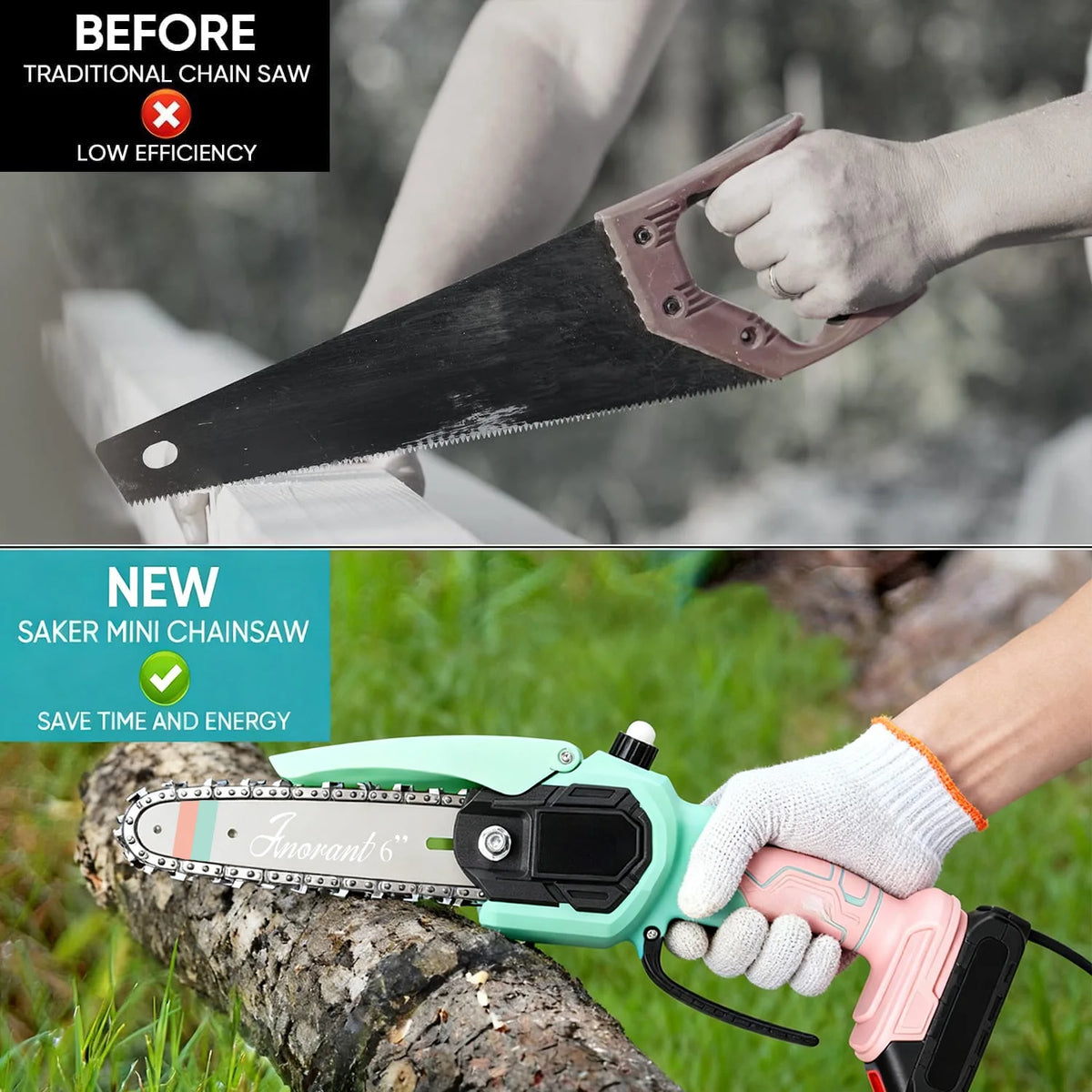 Cordless Mini Chainsaw Portable With Dual Batteries For Tree Cutting