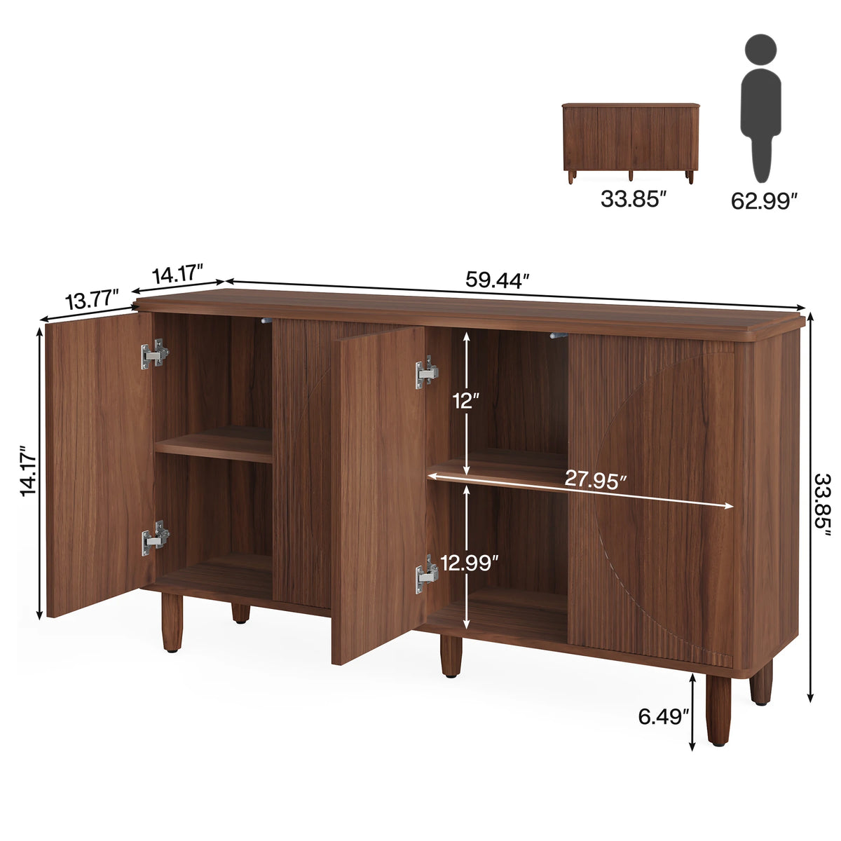 Tribesigns Modern Buffet Cabinet Sideboard With Doors And Storage