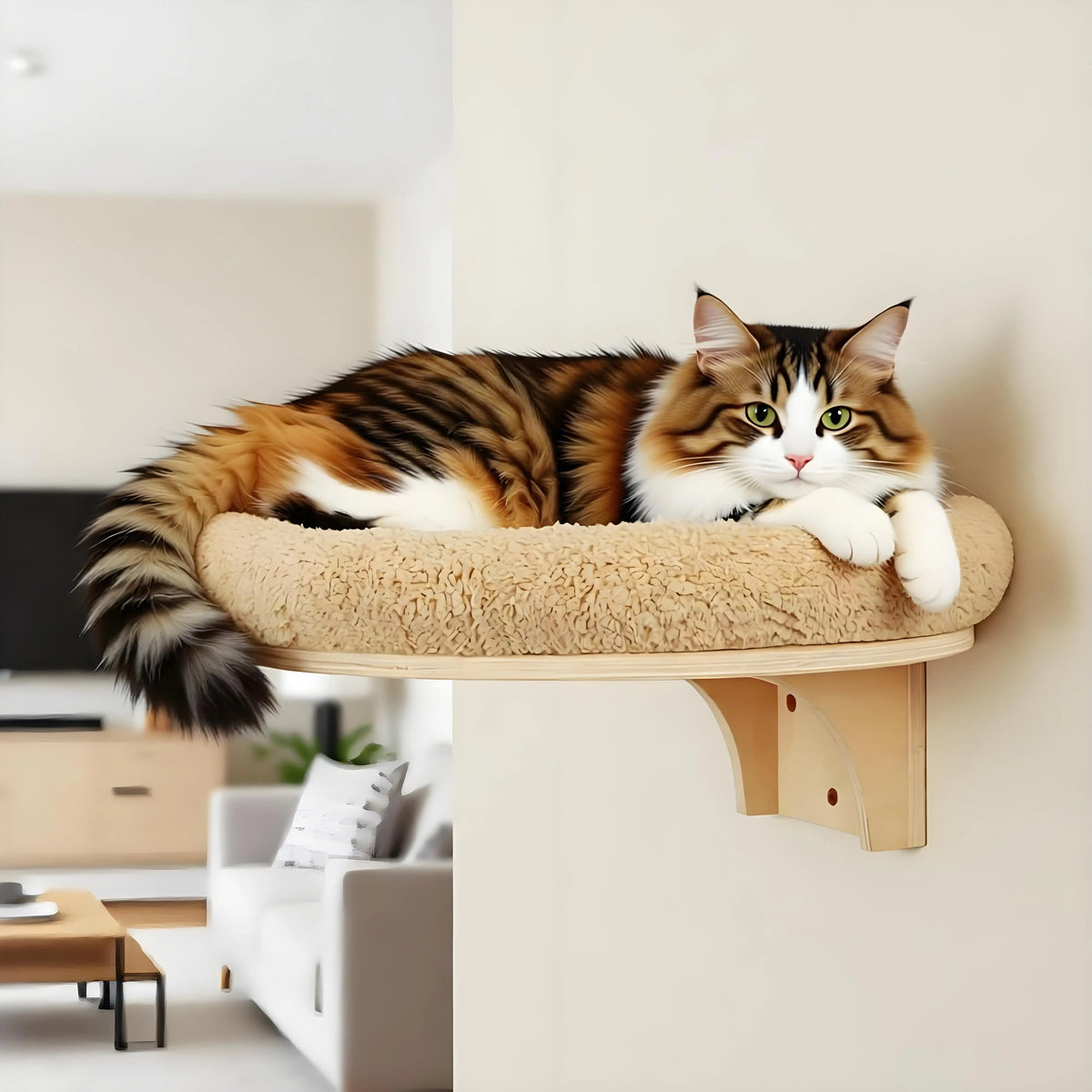 CWV Wooden Cat Wall Climbing Ladder Hammock And Scratching Post
