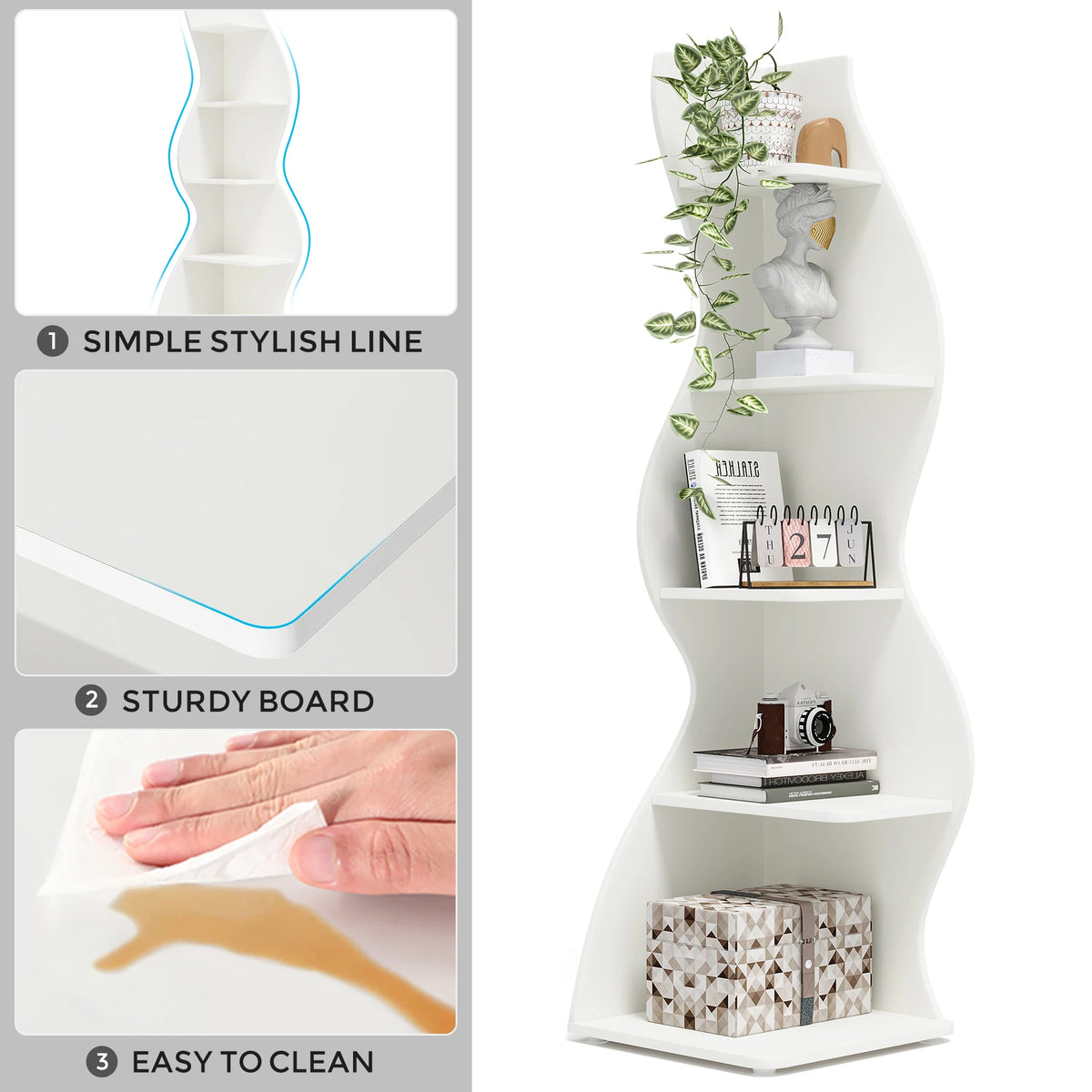 Tribesigns Modern Corner Bookshelf Storage Rack and Plant Stand