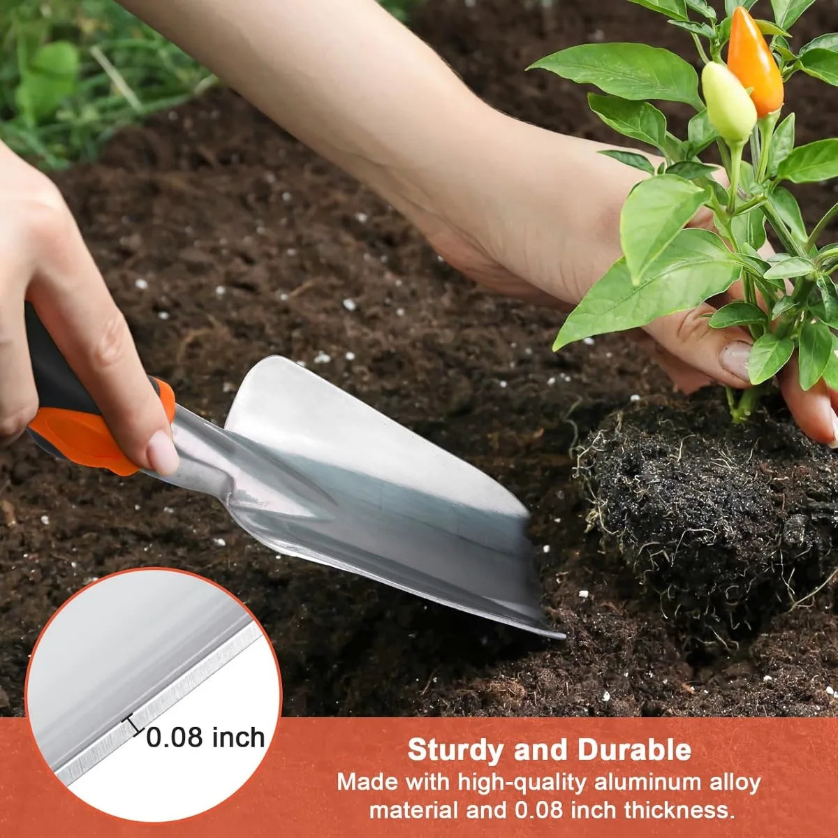 XIUWO Heavy Duty Garden Shovel With Ergonomic Handle