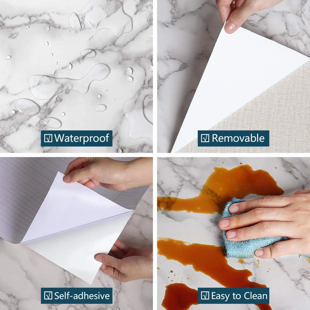 Marble Self Adhesive Waterproof Vinyl Contact Paper for Home Decor