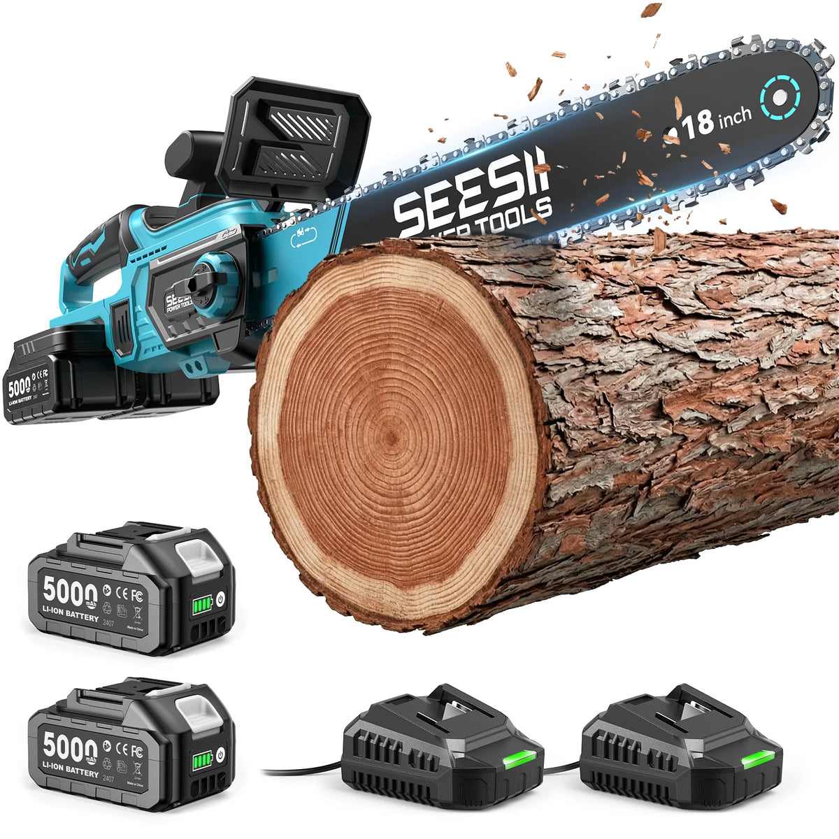 SEESII Brushless Cordless Chainsaw With Automatic Oiler For Makita Batteries