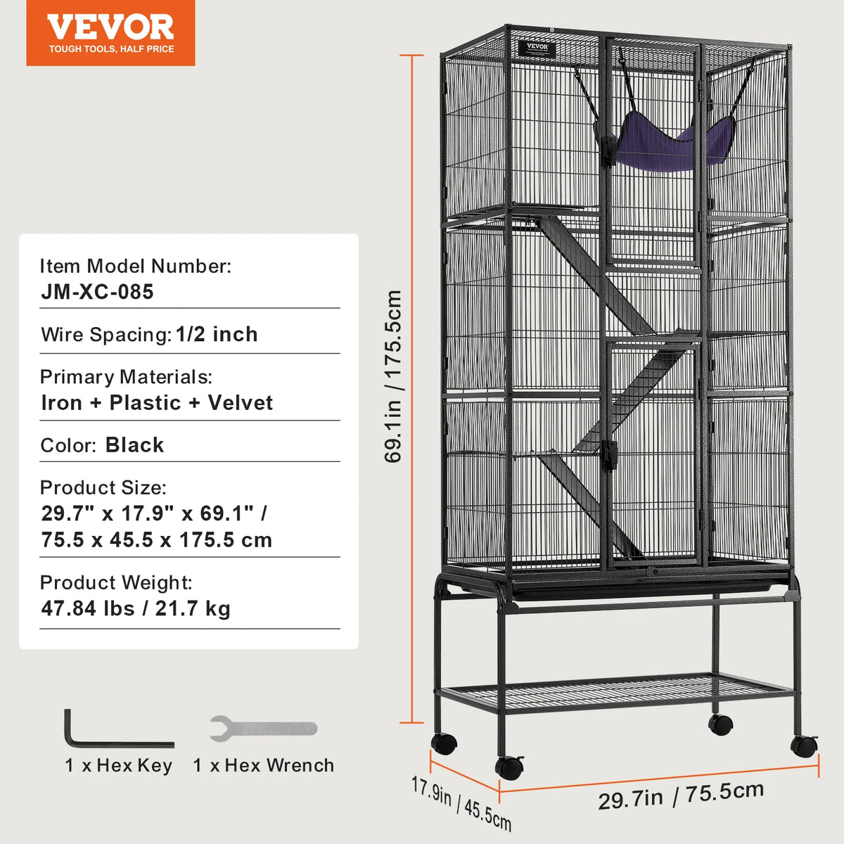 SucceBuy Four Tier Rolling Metal Cage for Small Animals