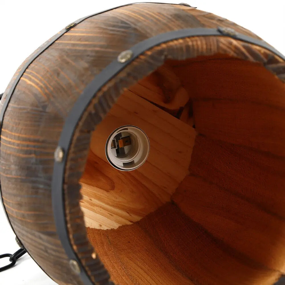 Vintage Wine Barrel Pendant Light Rustic Ceiling Lamp For Cafe Bars